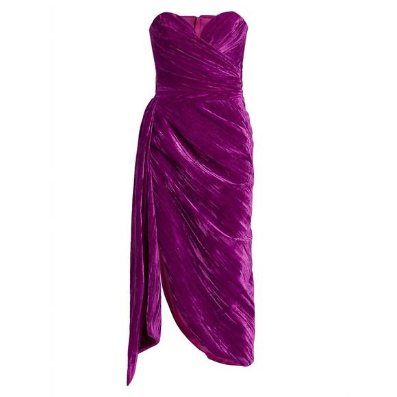 RASARIO Dresses & Skirts - NEW RASARIO draped velvet midi dress in purple